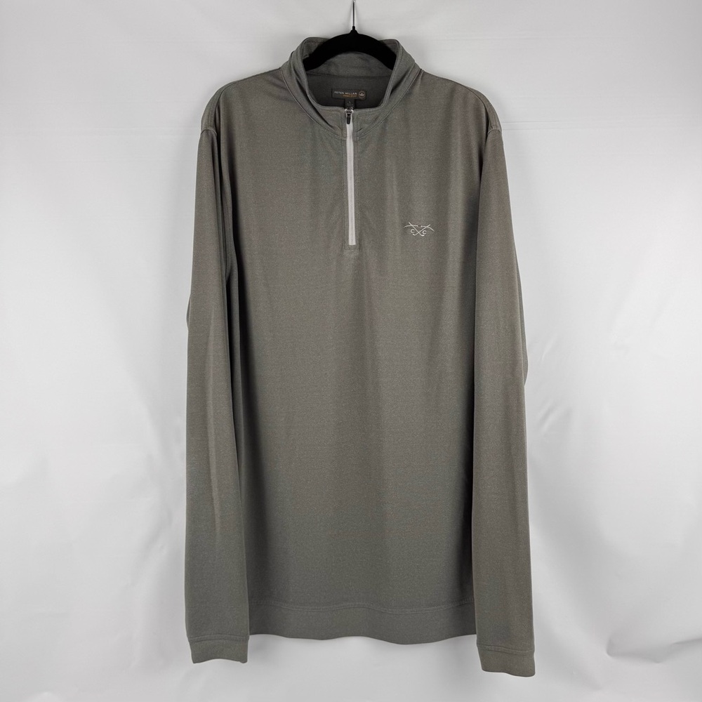 Peter Millar Crown Sport Long Sleeve Gray Pullover Quarter Zip Shirt